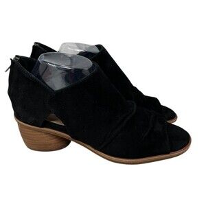 Sofft Ankle Bootie Size 10 M Women's Black Leather Catelyn Peep Toe Block Heel